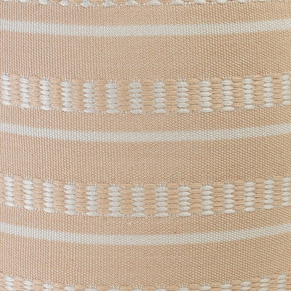 20" Brown Polyester Round Striped Indoor Outdoor Pouf Ottoman
