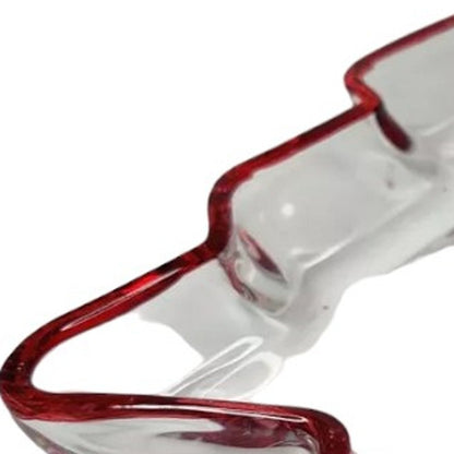 Bandeja para servir de Navidad de cristal rojo con forma de árbol de Navidad de 8"