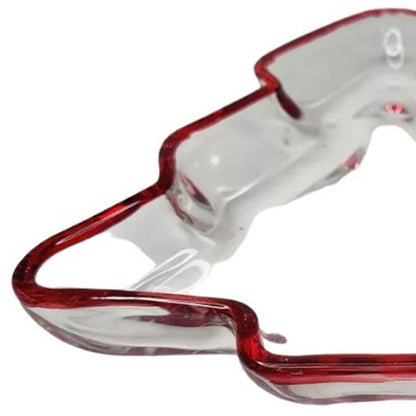 Bandeja para servir de Navidad de cristal rojo con forma de árbol de Navidad de 8"