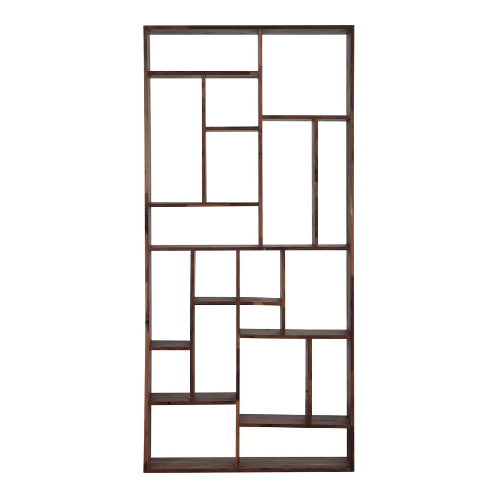 Brown And Natural Wood Ten Tier Bookcase