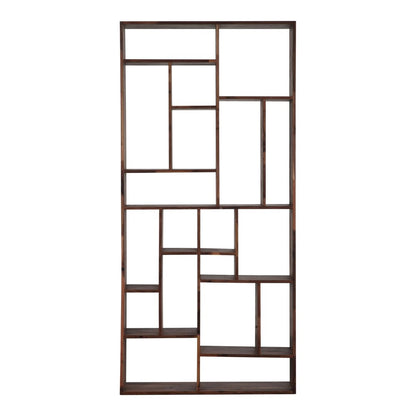 Brown And Natural Wood Ten Tier Bookcase