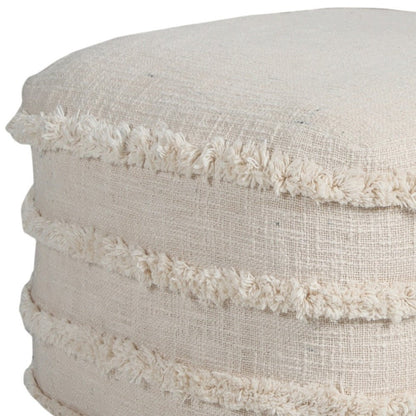 18" Blue Cotton Striped Pouf Ottoman