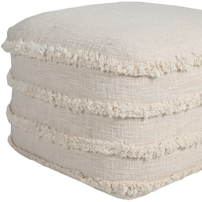 18" Blue Cotton Striped Pouf Ottoman