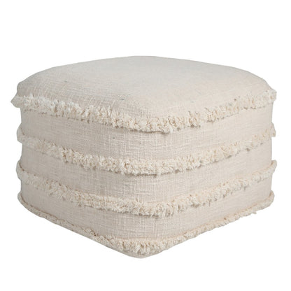 18" Blue Cotton Striped Pouf Ottoman