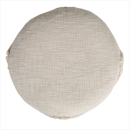 18" Blue Cotton Cylinder Geometric Pouf Ottoman