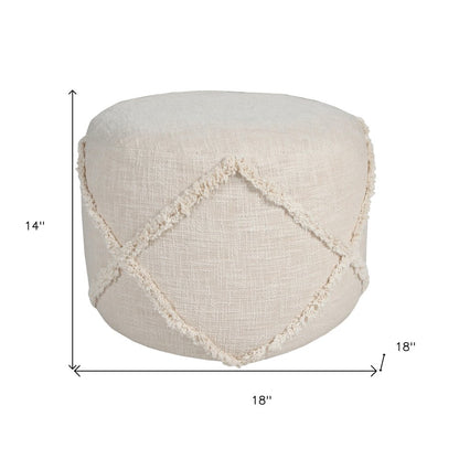 18" Blue Cotton Cylinder Geometric Pouf Ottoman