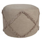 18" Blue Cotton Cylinder Geometric Pouf Ottoman