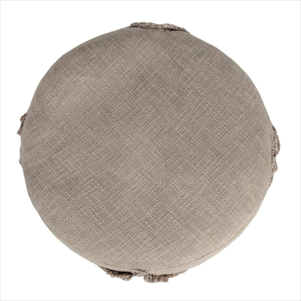 18" Blue Cotton Cylinder Geometric Pouf Ottoman