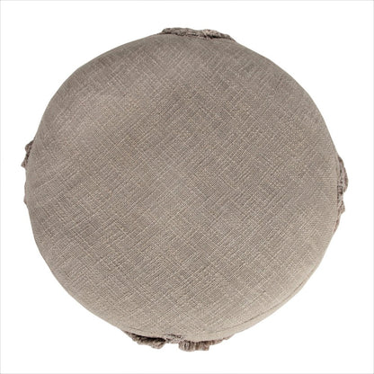 18" Blue Cotton Cylinder Geometric Pouf Ottoman