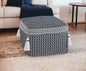 18" Blue Cotton Geometric Pouf Ottoman