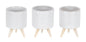 Set of Three White Porcelain 1 Ounce Round Funny Face Pot Planters With Stands