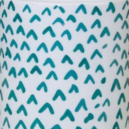 Set of Two Aqua Teal And White Ceramic 2 Ounce Round Raised Pot Planters