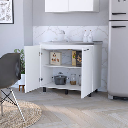 39" Black And Silver Accent Cabinet With One Shelf