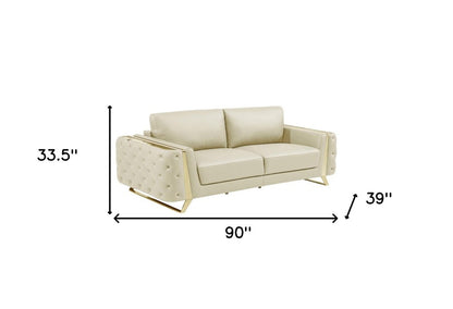 Conjunto de asientos para seis personas en cuero italiano beige de tres piezas para interiores