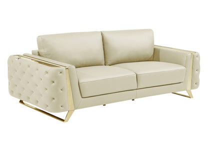Conjunto de asientos para seis personas en cuero italiano beige de tres piezas para interiores