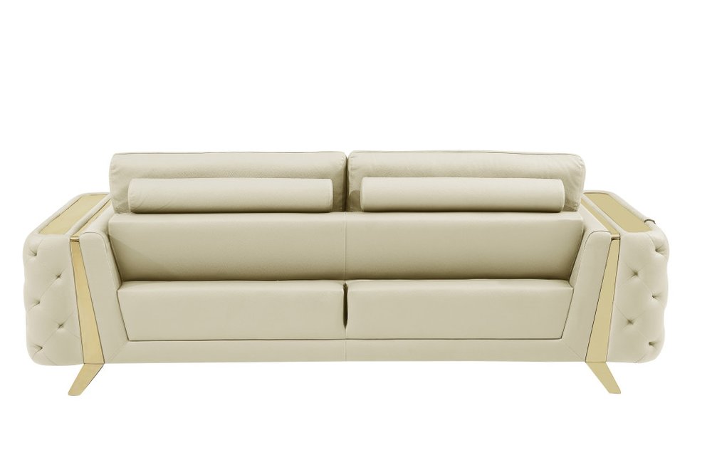 Conjunto de asientos para seis personas en cuero italiano beige de tres piezas para interiores