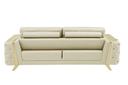Conjunto de asientos para seis personas en cuero italiano beige de tres piezas para interiores