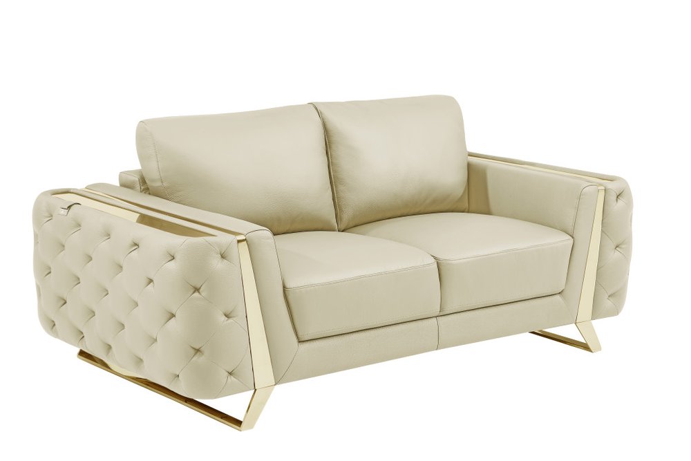 Conjunto de asientos para seis personas en cuero italiano beige de tres piezas para interiores