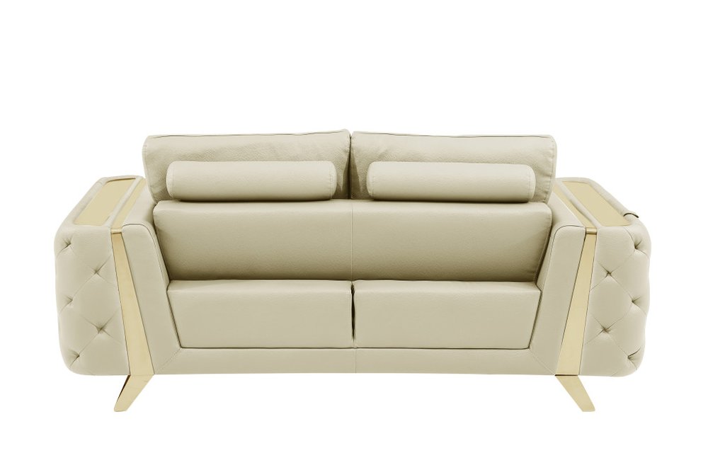 Conjunto de asientos para seis personas en cuero italiano beige de tres piezas para interiores