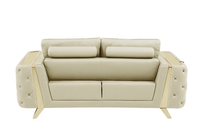 Conjunto de asientos para seis personas en cuero italiano beige de tres piezas para interiores