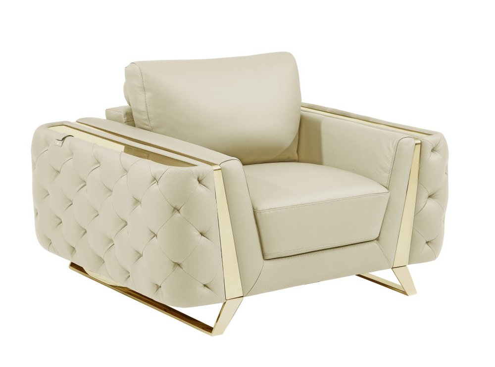 Conjunto de asientos para seis personas en cuero italiano beige de tres piezas para interiores