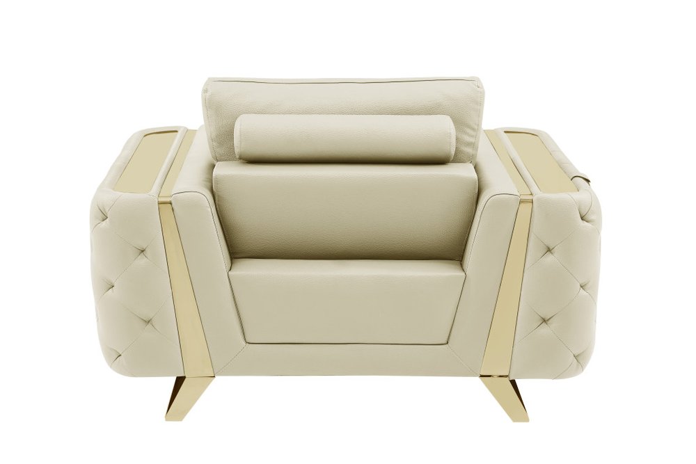 Conjunto de asientos para seis personas en cuero italiano beige de tres piezas para interiores