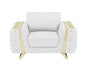 50" White And Gold Genuine Leather Club Chair