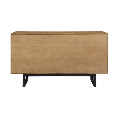 Cómoda doble de cuatro cajones de madera maciza marrón de 59"