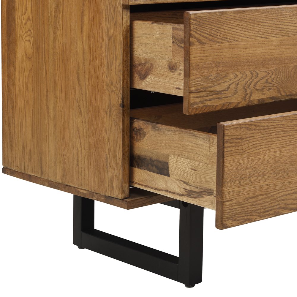 Cómoda doble de cuatro cajones de madera maciza marrón de 59"
