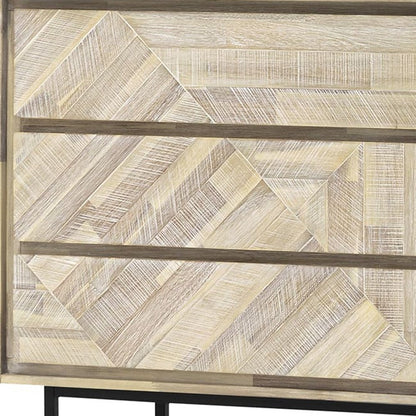 Cómoda doble de seis cajones de madera maciza natural de 61"