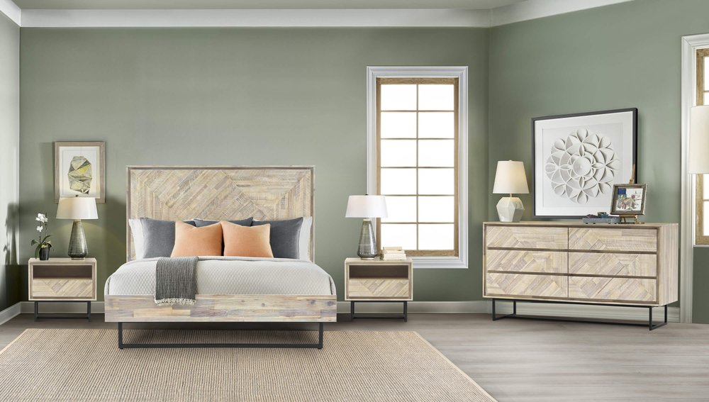 Cómoda doble de seis cajones de madera maciza natural de 61"