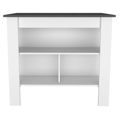 Juego de isla de cocina de madera marrón oscuro y blanca de 41" con almacenamiento