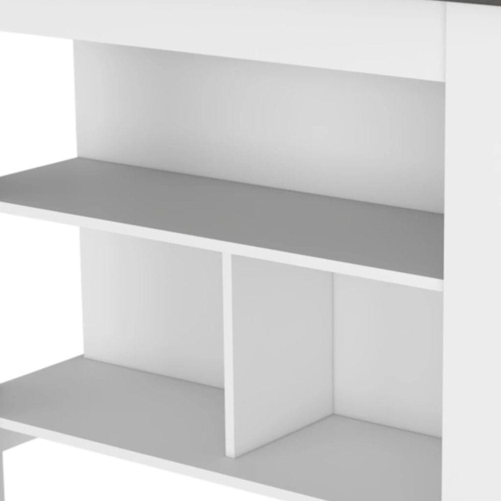 Juego de isla de cocina de madera gris y blanca de 41" con almacenamiento