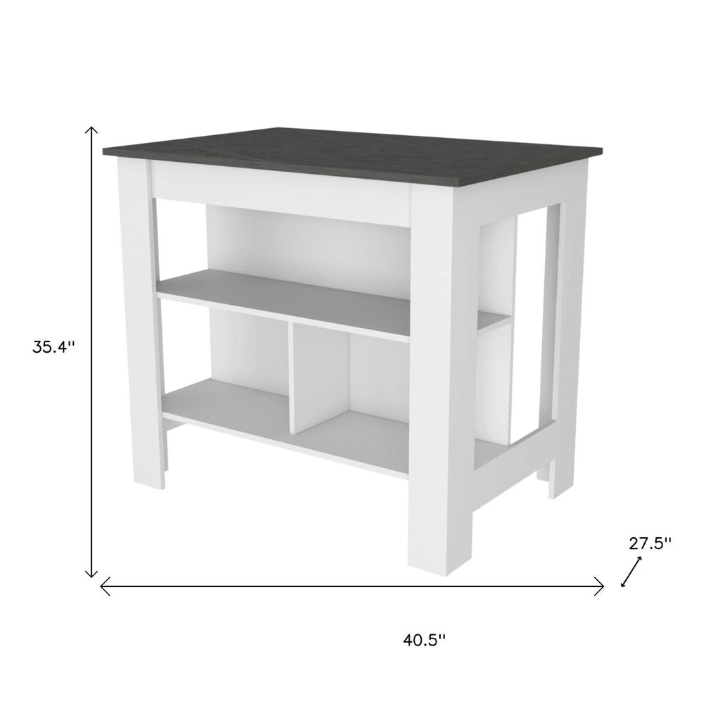 Juego de isla de cocina de madera gris y blanca de 41" con almacenamiento