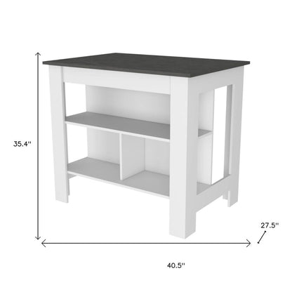 Juego de isla de cocina de madera gris y blanca de 41" con almacenamiento