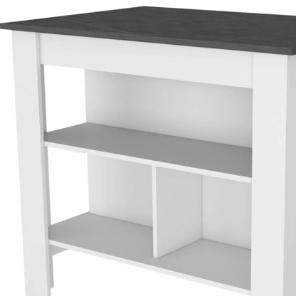 Juego de isla de cocina de madera gris y blanca de 41" con almacenamiento