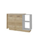 59" Natural White and Brown Wood Kitchen Island Set With Storage