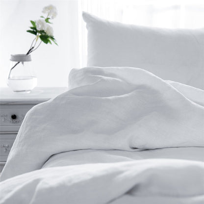 Set of Two White Linen King Pillowcases