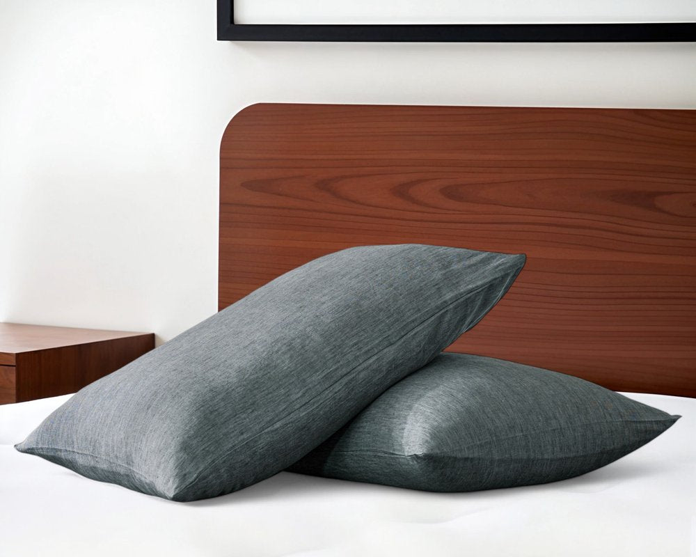 Juego de dos fundas de almohada de lino color marfil