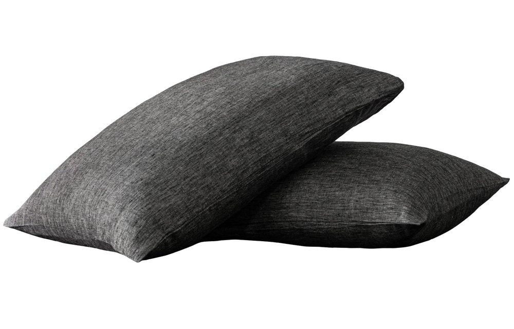 Juego de dos fundas de almohada de lino color marfil