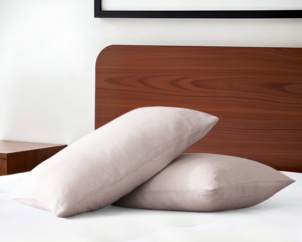 Juego de dos fundas de almohada de lino color marfil