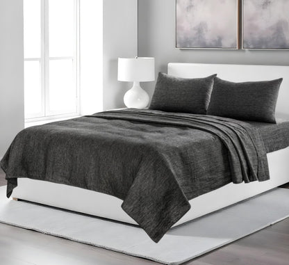 Four Piece Light Pink Linen Sheet Set