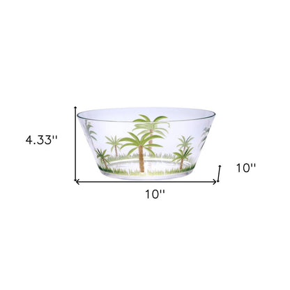 Ensaladera redonda de acrílico transparente y verde con forma de palmera de 25 cm