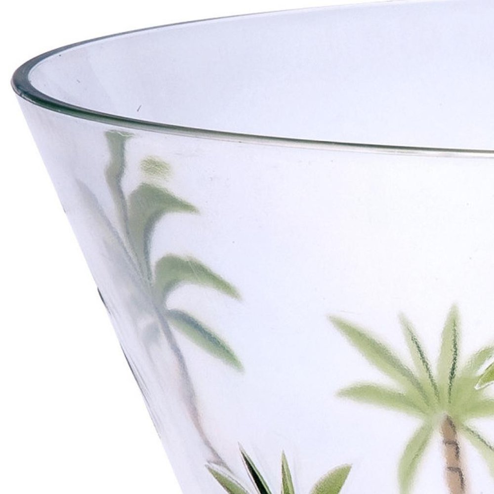 Ensaladera redonda de acrílico transparente y verde con forma de palmera de 25 cm