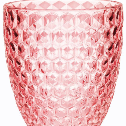 Set of Four Pink Diamond Acrylic Stemmed All Purpose Wine Glass