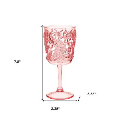 Set of Four Blue Paisley Acrylic Stemmed All Purpose Wine Glass