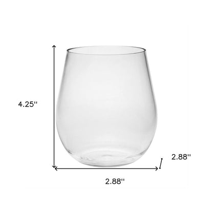 Juego de cuatro copas de vino multiusos sin tallo de plástico Tritan transparente con forma de globo o cuenco redondo