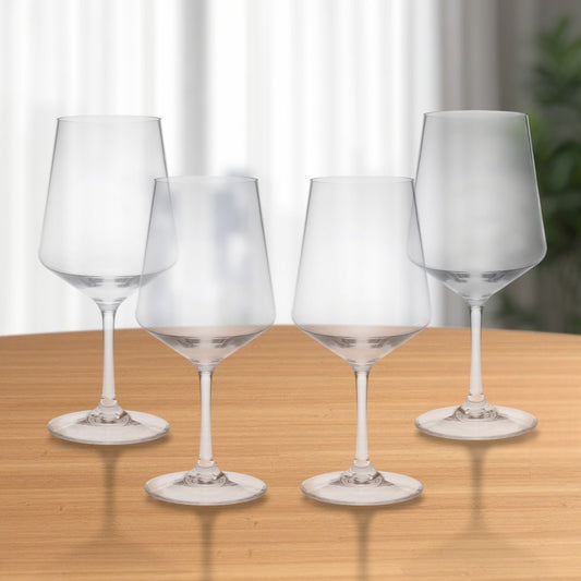 Juego de cuatro copas de vino multiusos con tallo de plástico Tritan transparente