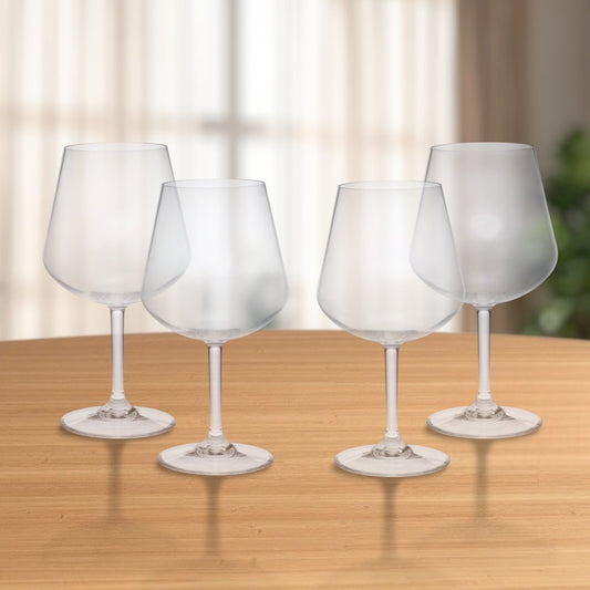 Juego de cuatro copas de vino multiusos con tallo de plástico Tritan transparente