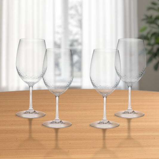 Juego de cuatro copas de vino multiusos con tallo de plástico Tritan transparente